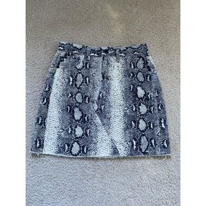 Fashion Nova mini jean skirt, snake skin